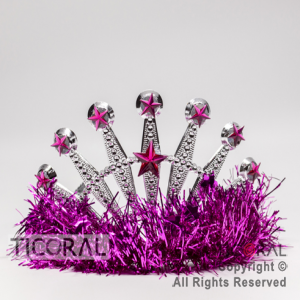 TIARA TINSEL PLATA CON FUCSIA HS7975-6 x 1