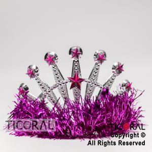 TIARA TINSEL PLATA CON FUCSIA HS7975-6 x 1