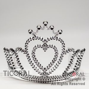 TIARA PLATA CON FORMA DE CORAZON Y CORONA HS7977-3 x 1