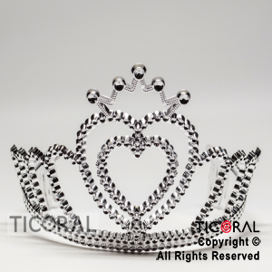 TIARA PLATA CON FORMA DE CORAZON Y CORONA HS7977-3 x 1