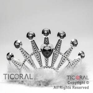 TIARA PLATA CON CORAZON PIEDRAS Y PLUMA BLANCA HS7978-1 x 1