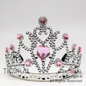 TIARA PLATA CON PIEDRAS ROSAS HS7979-1 x 1