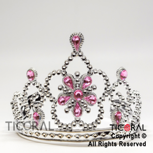 TIARA PLATA CON DIAMANTES ROSAS EN FLOR HS7981 x 1