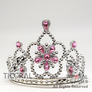 TIARA PLATA CON DIAMANTES ROSAS EN FLOR HS7981 x 1