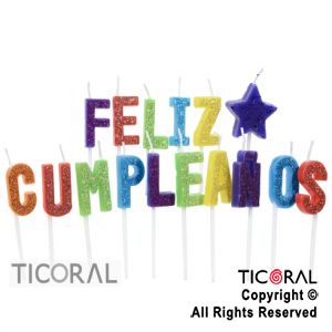 VELA SET FRASE FELIZ CUMPLEAOS GIBREADA MULTICOLOR  HS8062 X 1