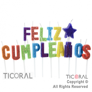 VELA SET FRASE FELIZ CUMPLEAOS GIBREADA MULTICOLOR  HS8062 X 1