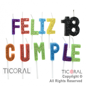 VELA SET FRASE FELIZ CUMPLE 18 GIBREADA MULTICOLOR HS8069 X 1