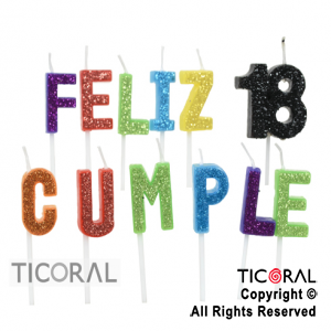 VELA SET FRASE FELIZ CUMPLE 18 GIBREADA MULTICOLOR HS8069 X 1