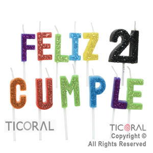 VELA SET FRASE FELIZ CUMPLE 21 GIBREADA MULTICOLOR  HS8070 X 1