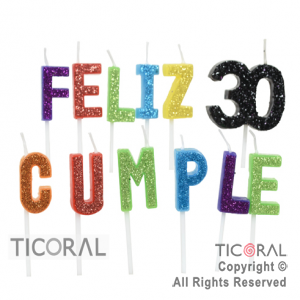 VELA SET FRASE FELIZ CUMPLE 30 GIBREADA MULTICOLOR HS8071 X 1