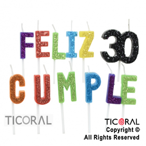 VELA SET FRASE FELIZ CUMPLE 30 GIBREADA MULTICOLOR HS8071 X 1