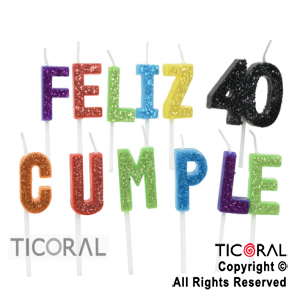 VELA SET FRASE FELIZ CUMPLE 40 GIBREADA MULTICOLOR  HS8072 X 1