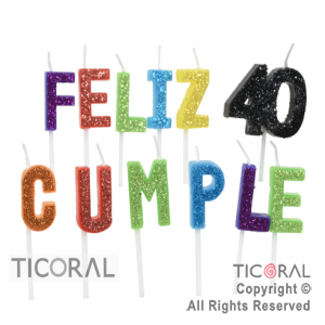 VELA SET FRASE FELIZ CUMPLE 40 GIBREADA MULTICOLOR  HS8072 X 1