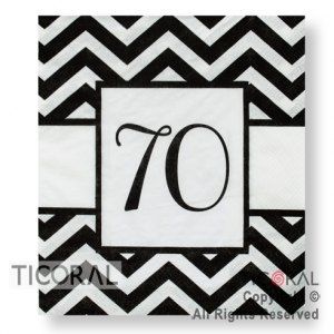 SERVILLETA 33X33 CON NUMERO 70 BLANCA Y NEGRA HS8029-4 x 20