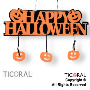 CARTEL HAPPY HALLOWEEN CON CALABAZAS 9.5 X 35 CM HS8260 x 1