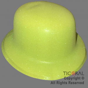 SOMBRERO BOMBIN AMARILLO FLUO GIBREADO PLASTICO HS8147 X 1