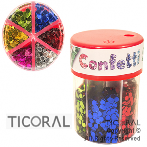 CONFETI CIRCULO 6 COLORES EN FRASCO DOSIFICADOR 60g  HS8251-2 x 1