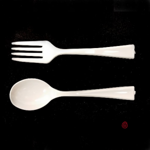 CUBIERTOS DE PLASTICO TENEDOR Y CUCHARA MINI BLANCO HS9005-1 X 36