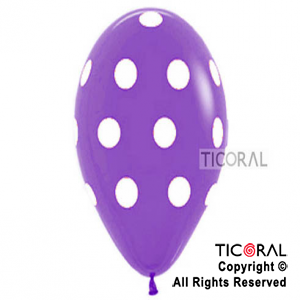 GLOBO S R12 INF FASHION 051 VIOLETA PUNTOS BLANCOS x 10