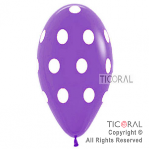 GLOBO S R12 INF FASHION 051 VIOLETA PUNTOS BLANCOS x 10