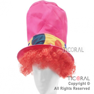 SOMBRERO GALERA PAYASO PELO FUCSIA HS4010-2 x 1