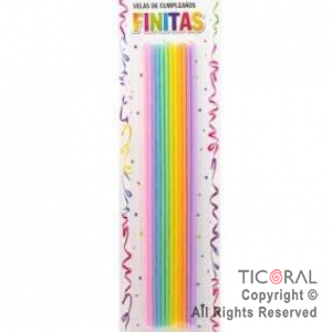 VELAS COMBINADAS FINITAS 17 CM MULTICOLOR x 24