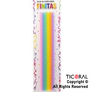 VELAS COMBINADAS FINITAS 17 CM MULTICOLOR x 24