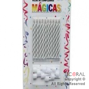 VELAS 6 CM MAGICAS BLANCO x 10