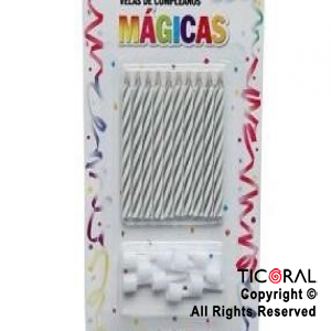 VELAS 6 CM MAGICAS BLANCO x 10