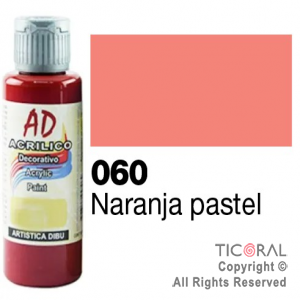 ACRIL.DECOR.AD 060 NARANJA PASTEL 60ML X 6 UNIDADES