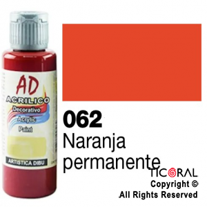 ACRIL.DECOR.AD 062 NARANJA PERMANENTE 60ML X 6 UNIDADES