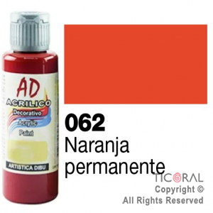 ACRIL.DECOR.AD 062 NARANJA PERMANENTE 60ML X 6 UNIDADES