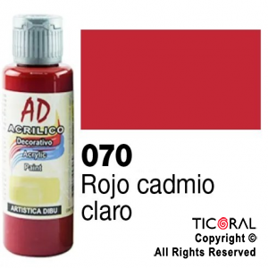 ACRIL.DECOR.AD 070 ROJO CADMIO CLARO 60ML X 6 UNIDADES