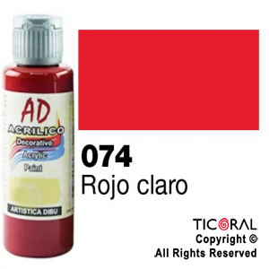 ACRIL.DECOR.AD 074 ROJO CLARO 60ML X 6 UNIDADES