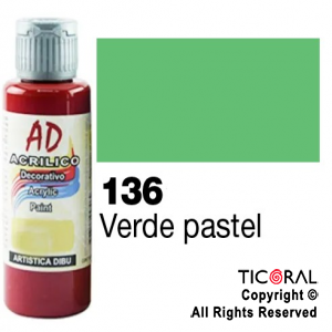 ACRIL.DECOR.AD 136 VERDE PASTEL 60ML X 6 UNIDADES