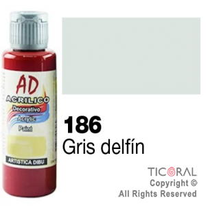 ACRIL.DECOR.AD 186 GRIS DELFIN 60ML X 6 UNIDADES