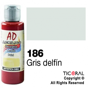 ACRIL.DECOR.AD 186 GRIS DELFIN 60ML X 6 UNIDADES