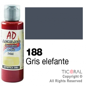 ACRIL.DECOR.AD 188 GRIS ELEFANTE 60ML X 6 UNIDADES