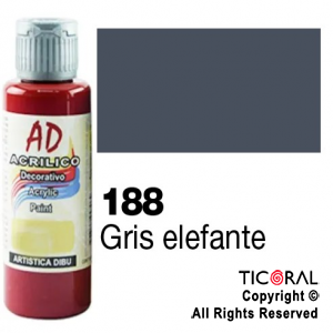 ACRIL.DECOR.AD 188 GRIS ELEFANTE 60ML X 6 UNIDADES