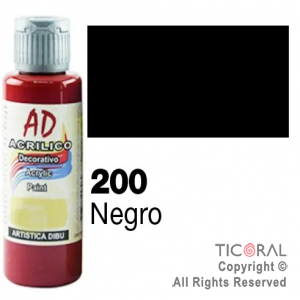 ACRIL.DECOR.AD 200 NEGRO 60ML X 6 UNIDADES