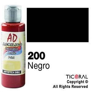 ACRIL.DECOR.AD 200 NEGRO 60ML X 6 UNIDADES