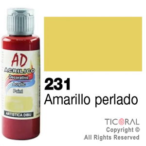 ACRIL.DECOR.AD 231 PERLADO AMARILLO 60ML X 6 UNIDADES