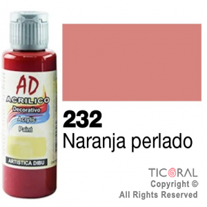 ACRIL.DECOR.AD 232 PERLADO NARANJA 60ML X 6 UNIDADES