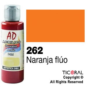 ACRIL.DECOR.AD 262 NARANJA FLUO 60ML X 6 UNIDADES