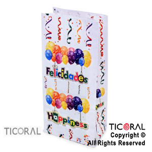 BOLSITA PAPEL GLOBOS FELICIDADES 12.5X24.5CM x 10