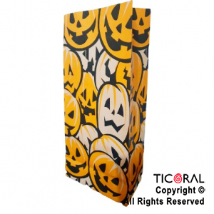 BOLSITA PAPEL HALLOWEEN NARANJA CON CALABAZAS12.5X24.5CM x 10