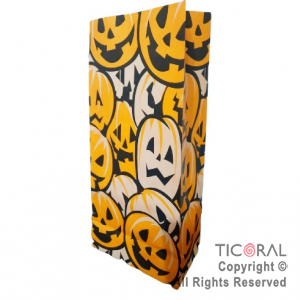 BOLSITA PAPEL HALLOWEEN NARANJA CON CALABAZAS12.5X24.5CM x 10