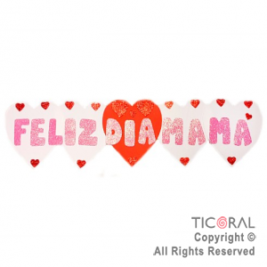 CARTEL FELIZ DIA MAMA CON BRILLO 1MT x 23CM x 1