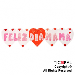 CARTEL FELIZ DIA MAMA CON BRILLO 1MT x 23CM x 1