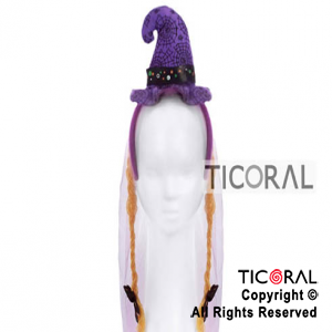 VINCHA SOMBRERO BRUJA VIOLETA TRENZAS HS3949-1 x 1